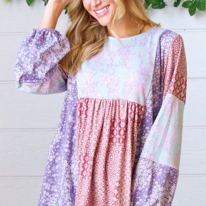 Gyzyem Floral Color Block Top