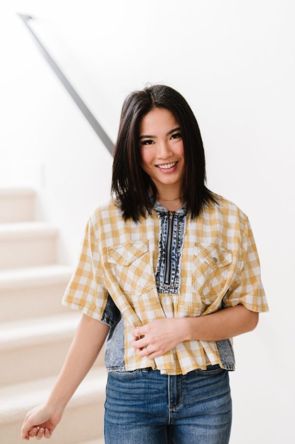 Gyzyem Plaid Top - Mustard