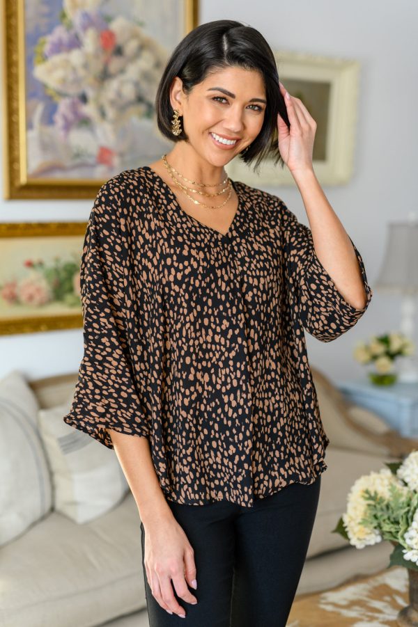 Gyzyem Animal Print Dolman Sleeve Blouse